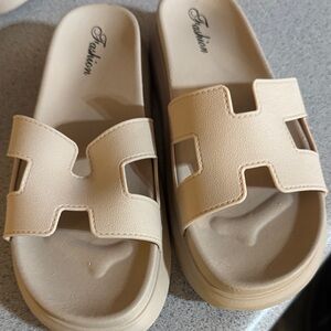 Beige Women's Slide Sandals